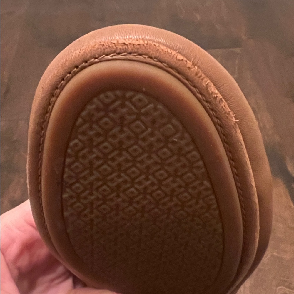 Tory Burch Claire Brown Leather Ballet Flats with Gold Emblem - Picture 6 of 6